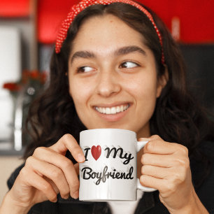 Taza De Café Gigante Amo a mi novio un lindo texto negro