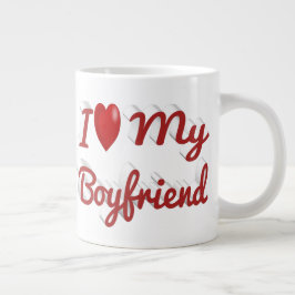Taza De Café Gigante Amo a mi novio un lindo texto rojo