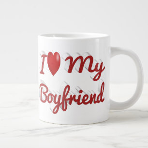 Taza De Café Gigante Amo a mi novio un lindo texto rojo