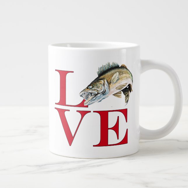 Taza De Café Gigante Amo a Walleye (Derecha)