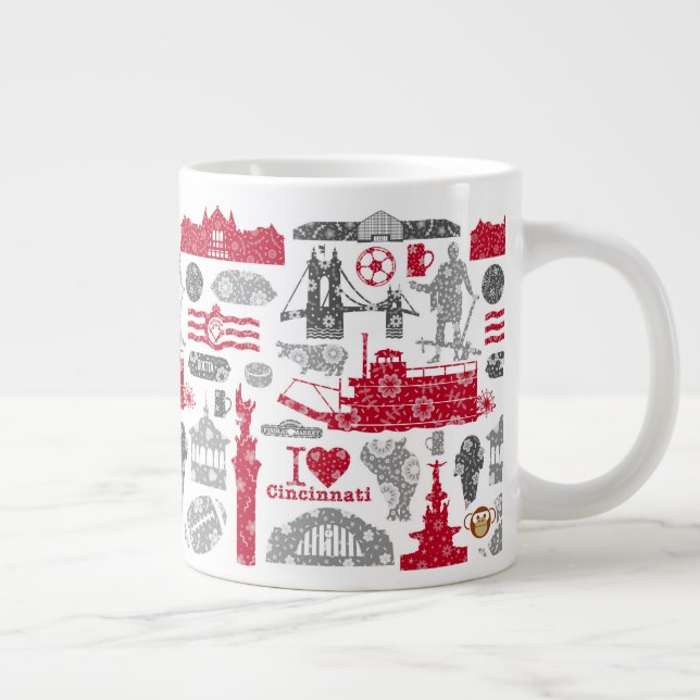 Taza De Café Gigante Amo Cincinnati 20oz Ceramic Mug (Derecha)