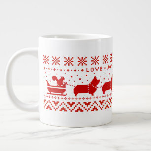 Taza De Café Gigante Amor Alegría Paz Corgis Festivo Navidad Fiesta