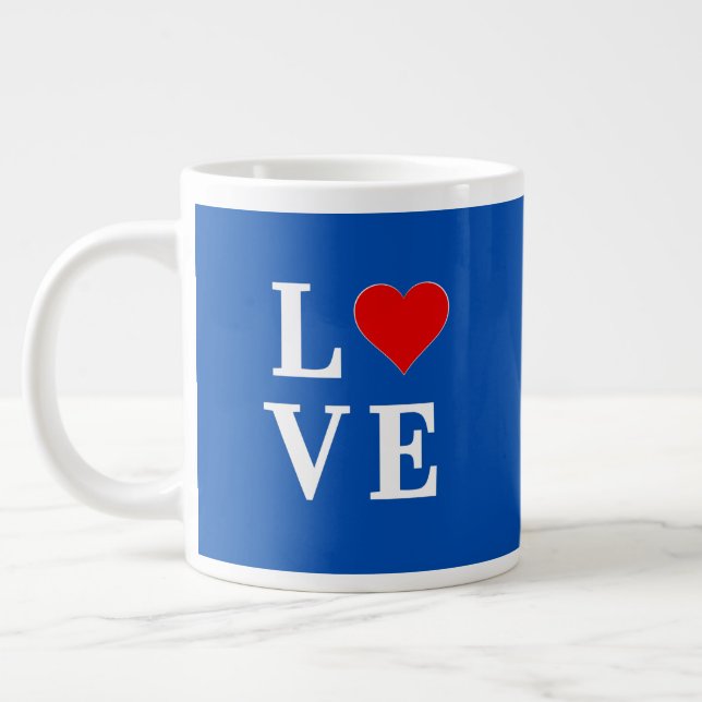 Taza De Café Gigante Amor azul marino estilo retro (Izquierda)