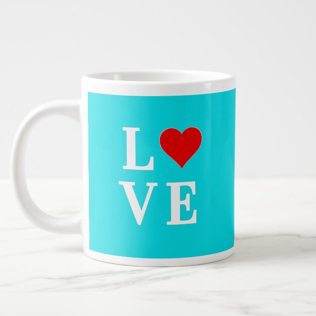 Taza De Café Gigante Amor azul turquesa Moderno estilo (Izquierda)