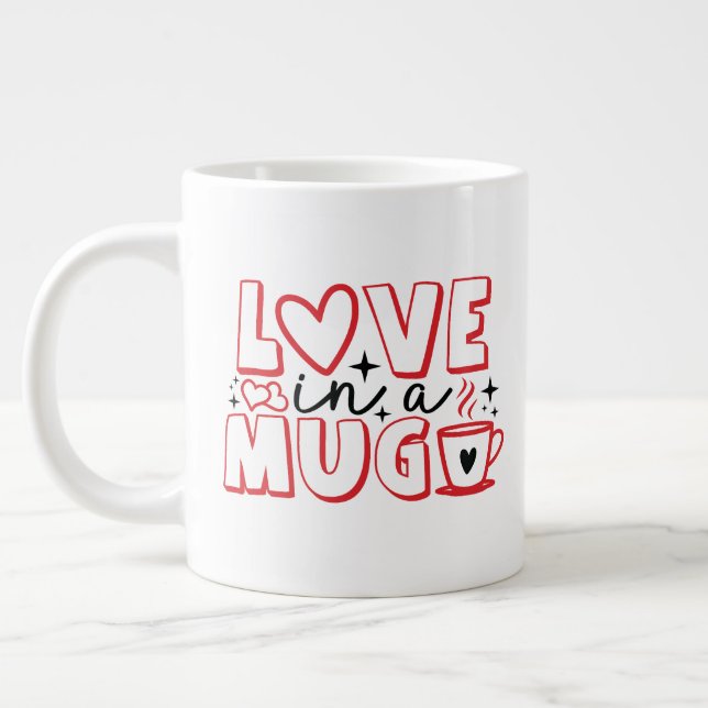 Taza De Café Gigante Amor en un San Valentín negro rojo (Izquierda)