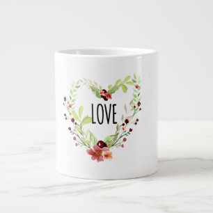 Taza De Café Gigante *~* AMOR INTENCIÓN EMOTO Corazón de flores
