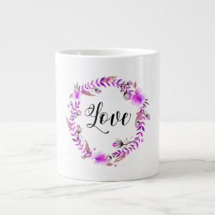 Taza De Café Gigante *~* AMOR INTENCIÓN EMOTO Floral Wreath