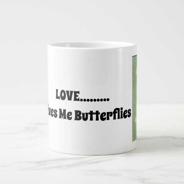 Taza De Café Gigante AMOR......Me Da Mariposas (Frente)