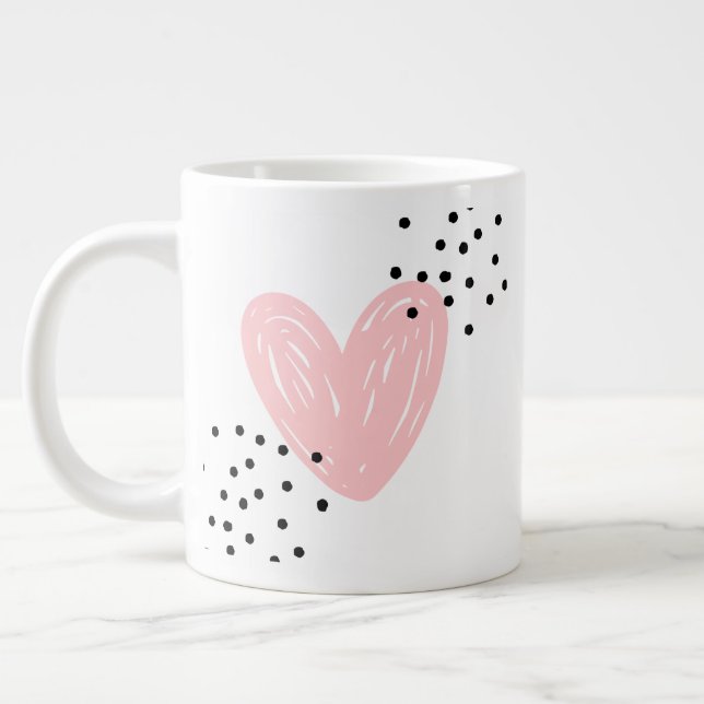Taza De Café Gigante amor por el diseño de partículas negras (Izquierda)