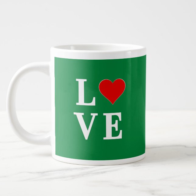 Taza De Café Gigante AMOR verde y corazón (Izquierda)