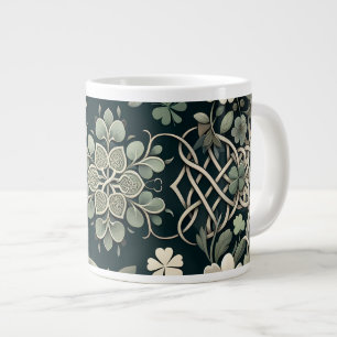 Taza De Café Gigante Amuleto floral de trébol celta