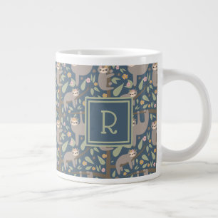 Taza De Café Gigante Añada su modelo floral el   lindo inicial de la