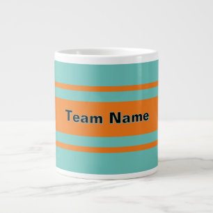 Taza De Café Gigante Añadir Nombre De Equipo A Aqua Y Equipo Deportivo