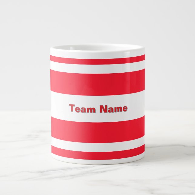 Taza De Café Gigante Añadir nombre de equipo Equipo Deportivo Rojo Y Bl (Frente)
