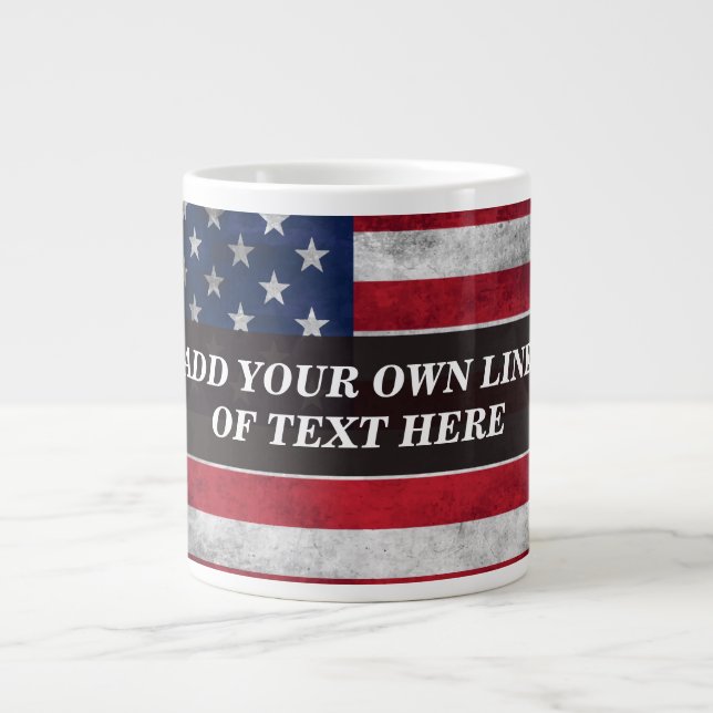 Taza De Café Gigante Añadir tu texto a la bandera estadounidense (Frente)