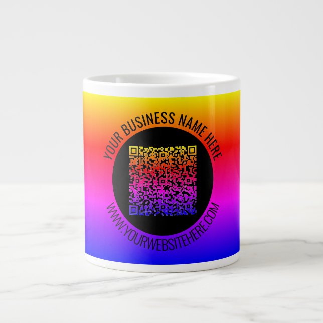 Taza De Café Gigante Análisis de código QR y Personalizado Text Busines (Frente)