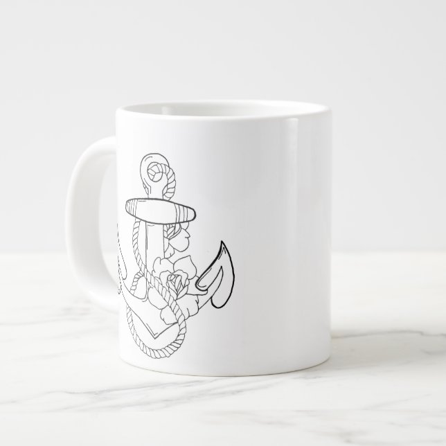 Taza De Café Gigante Ancla del estilo del tatuaje (Izquierda)