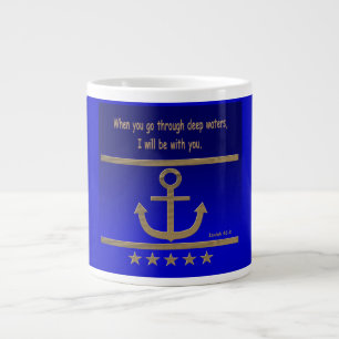 Taza De Café Gigante Ancla Dorada, símbolos del amor ,Isaías 43:2