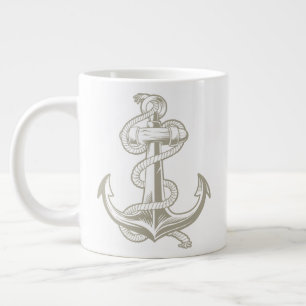 Taza De Café Gigante Ancla Náutica (Marrón Claro)