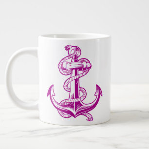 Taza De Café Gigante Ancla náutica (Púrpura Rosa Oscuro)