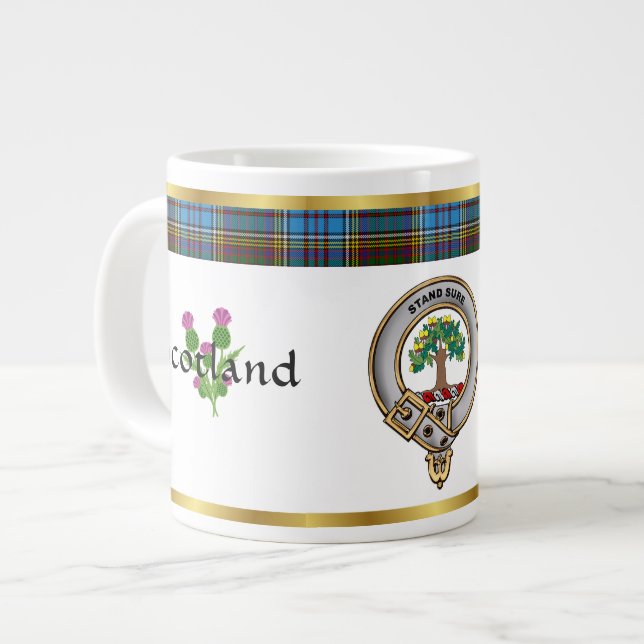 Taza De Café Gigante Anderson Clan Badge Tartan & Motto (Izquierda)