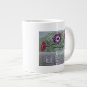 Taza De Café Gigante Anémonas en el jarro blanco 2013