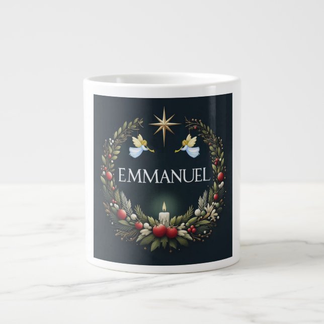 Taza De Café Gigante Ángeles Navidades de Emmanuel (Frente)