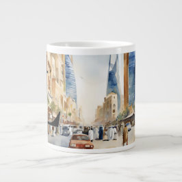 Taza De Café Gigante Animada Vista de la calle Riyadh - Monograma