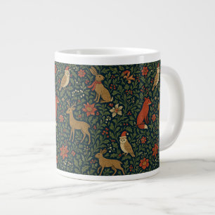 Taza De Café Gigante Animal y Botánico de Navidad Victoriano