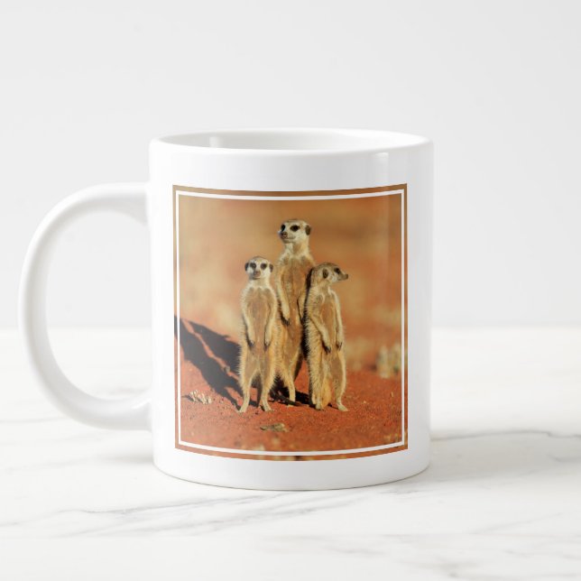 Taza De Café Gigante Animales de bebé más afectados | 3 Meerkats (Izquierda)