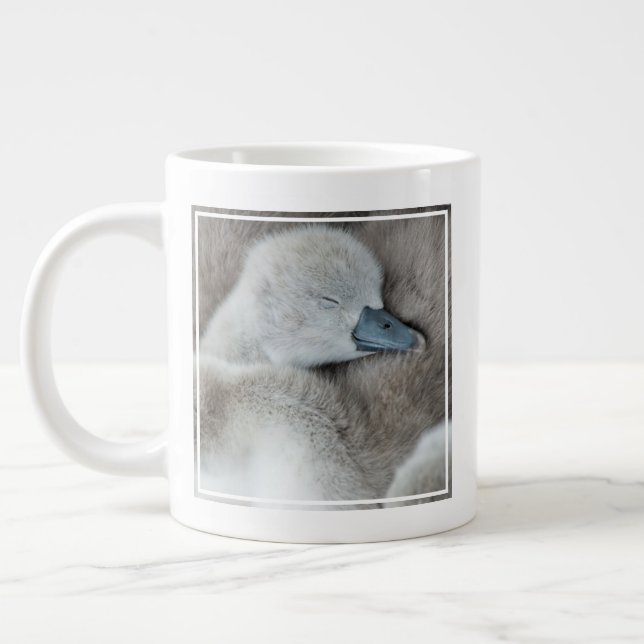 Taza De Café Gigante Animales de bebé más afectados | Baby Mute Swan (Izquierda)