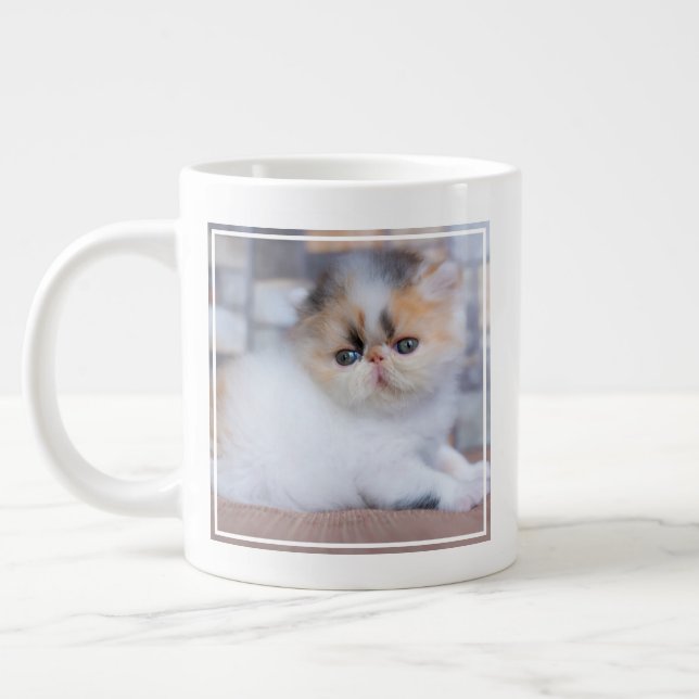 Taza De Café Gigante Animales de bebé más afectados | Calico Persian Ki (Izquierda)