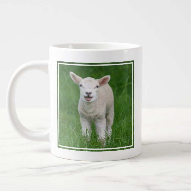 Taza De Café Gigante Animales de bebé más afectados | Cordero Lil (Izquierda)