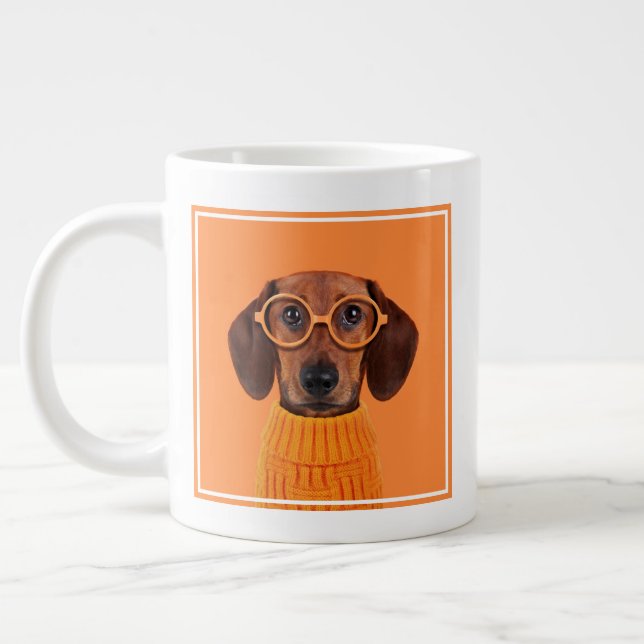 Taza De Café Gigante Animales de bebé más afectados | Dachshund Naranja (Izquierda)