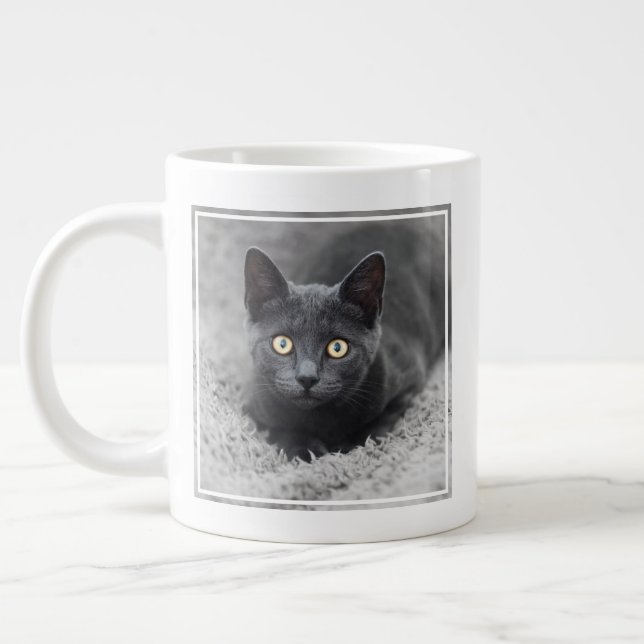 Taza De Café Gigante Animales de bebé más afectados | Gato gris (Izquierda)