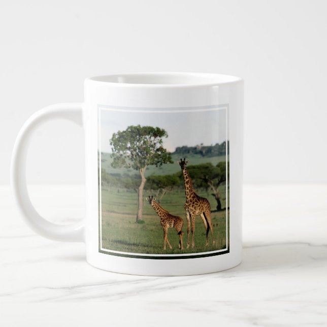 Taza De Café Gigante Animales de bebé más afectados | Giraffe Calf & Ma (Izquierda)