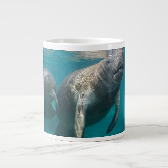 Taza De Café Gigante Animales de bebé más afectados | Manatee & Baby (Frente)
