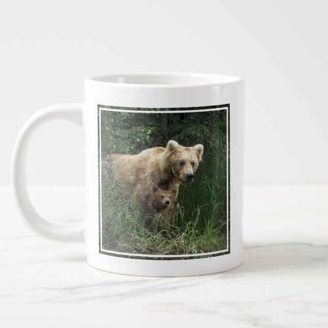Taza De Café Gigante Animales de bebé más afectados | Oso Mamá Oso Y Su (Izquierda)