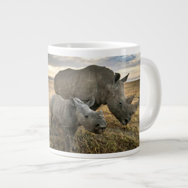 Taza De Café Gigante Animales de bebé más afectados | Rinoceronte blanc (Derecha)