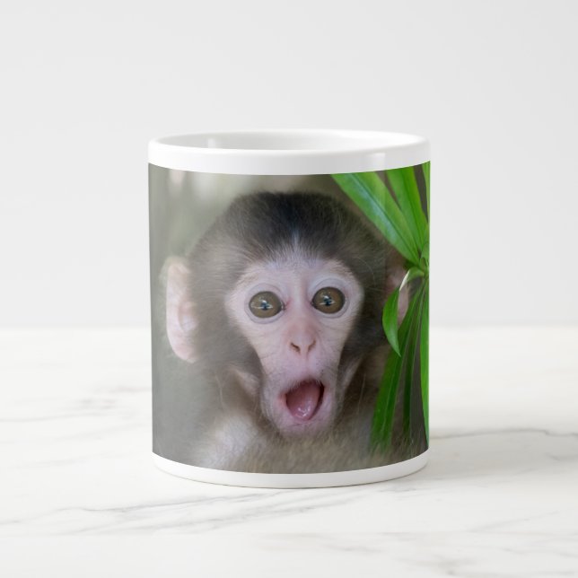 Taza De Café Gigante Animales de bebé más afectados | Sorprendido mono  (Frente)