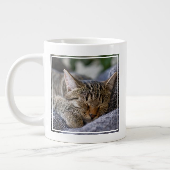 Taza De Café Gigante Animales de bebé más afectados | Tabby Kitten Slee (Izquierda)