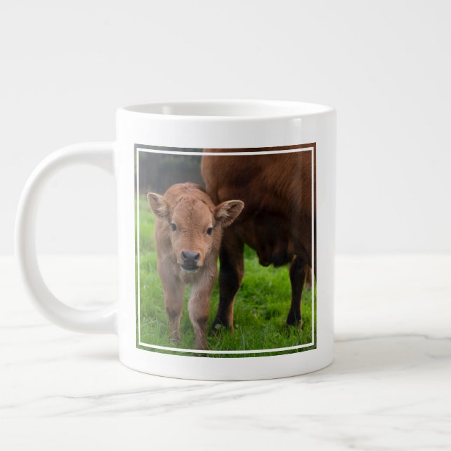 Taza De Café Gigante Animales de bebé más afectados | Vaca y ternera (Izquierda)