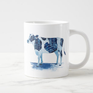 Taza De Café Gigante Animales de la granja azul cobalto - vaca