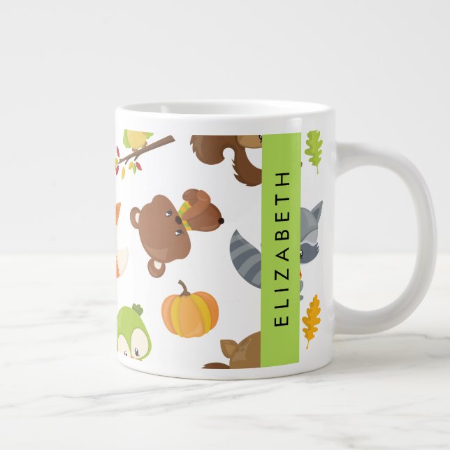 Taza De Café Gigante Animales de Woodland, Animales Forestales, Tu Nomb (Derecha)
