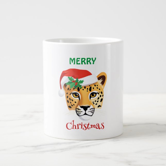 Taza De Café Gigante Animales divertidos de Safari leopardo de Cheetah  (Frente)
