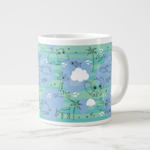 Taza De Café Gigante Animales lindos que juegan con agua 3