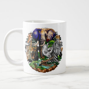 Taza De Café Gigante Animales salvajes de sabana africanos