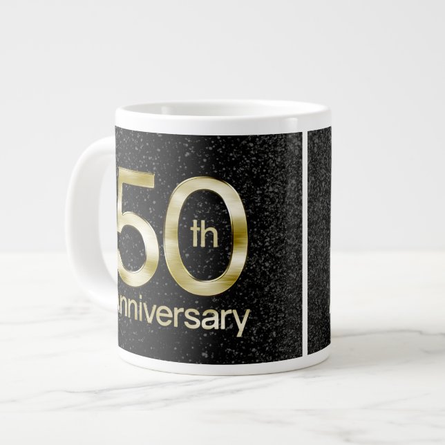 Taza De Café Gigante Aniversario atractivo del oro 50.o (Izquierda)