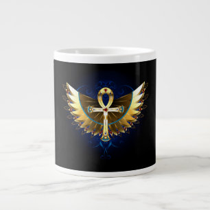 Taza De Café Gigante Ankh de oro con alas