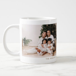Taza De Café Gigante Año festivo fotográfico simple de dos y nombre Mug